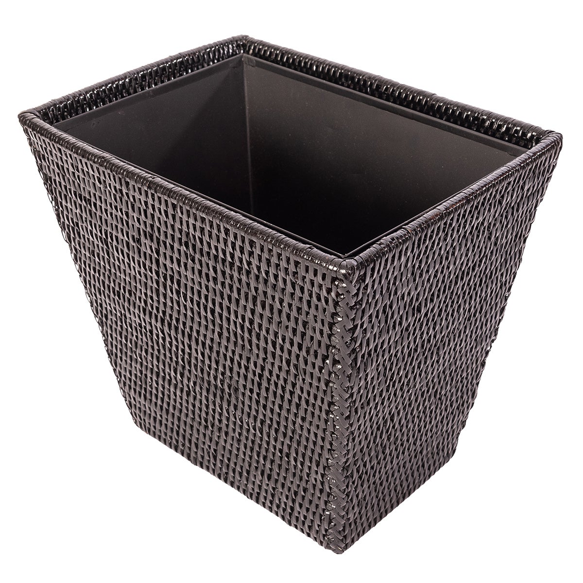 Artifacts Trading Company Rattan Tapered Waste Basket Tudor Black